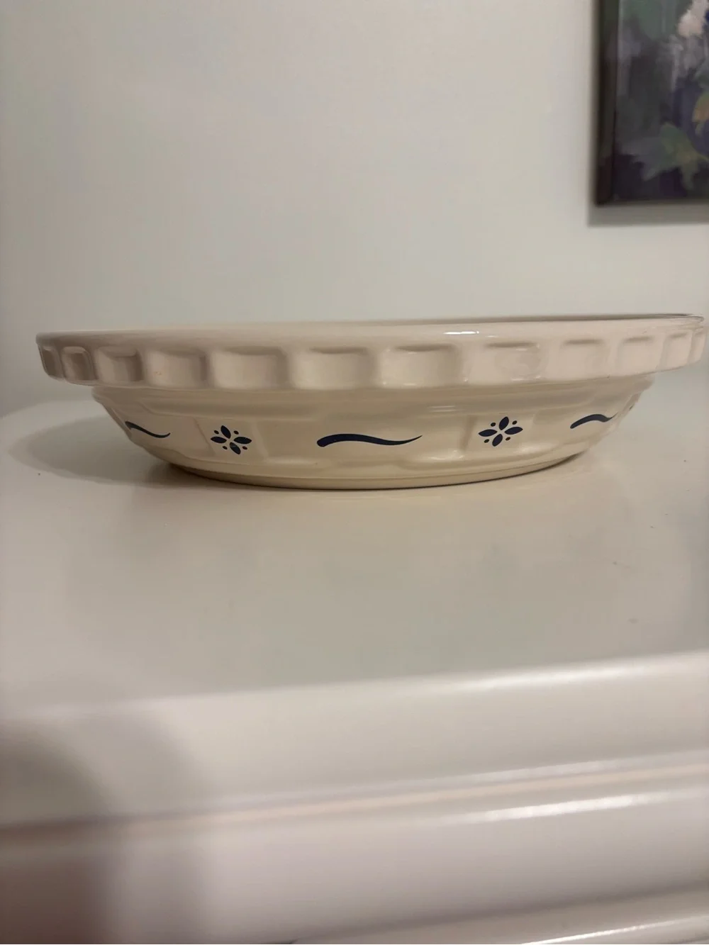 Longaberger Pottery Woven Traditions 10” Pie Plate Baking Dish ~ Heritage Blue